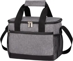 iknoe Large Foldable Cooler Bag, 8.5L Insulated Lunch Bag, Leakproof Lunch Cooler Tote with Multi-Bag Design Suitable for Beach, Picnic and Office Use, Grey 15-Can
