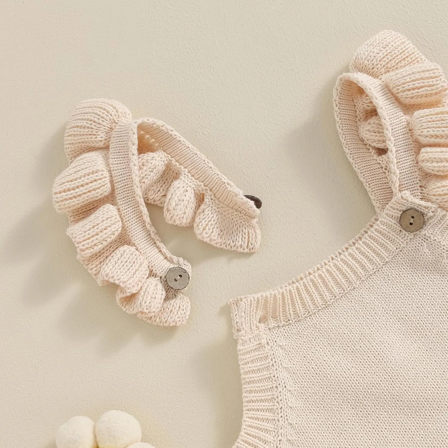 Infant Baby Girl Summer Sleeveless Strap Bubble Romper One Piece Newborn Knitted Floral Bodysuit Outfit