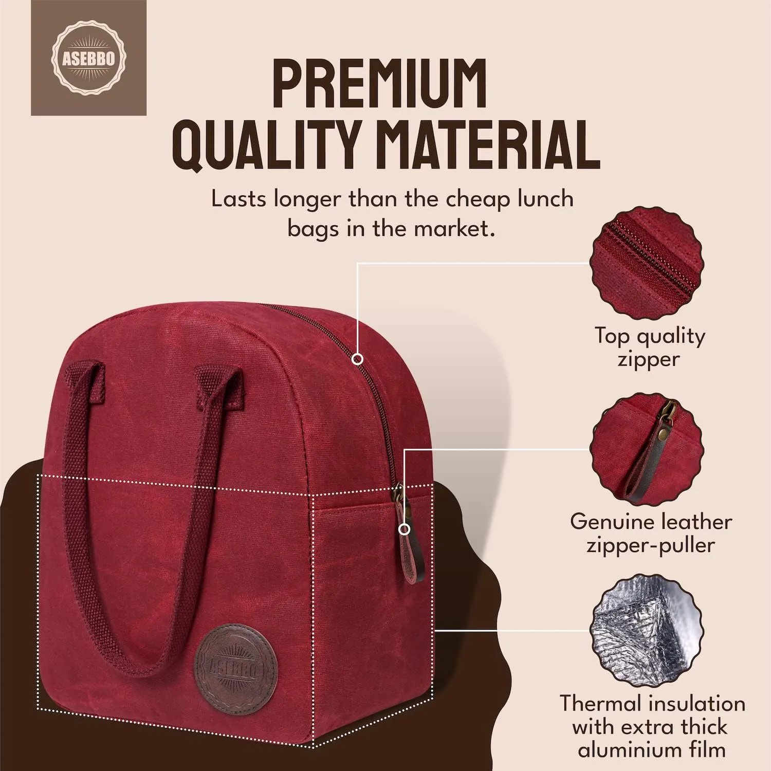 Insulated Lunch Bag for Women & Men (Passion Red)