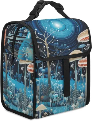 Insulated Lunch Bag for Women Man Lunch Box Fungi And Flowers Lunch Tote Bags for Work