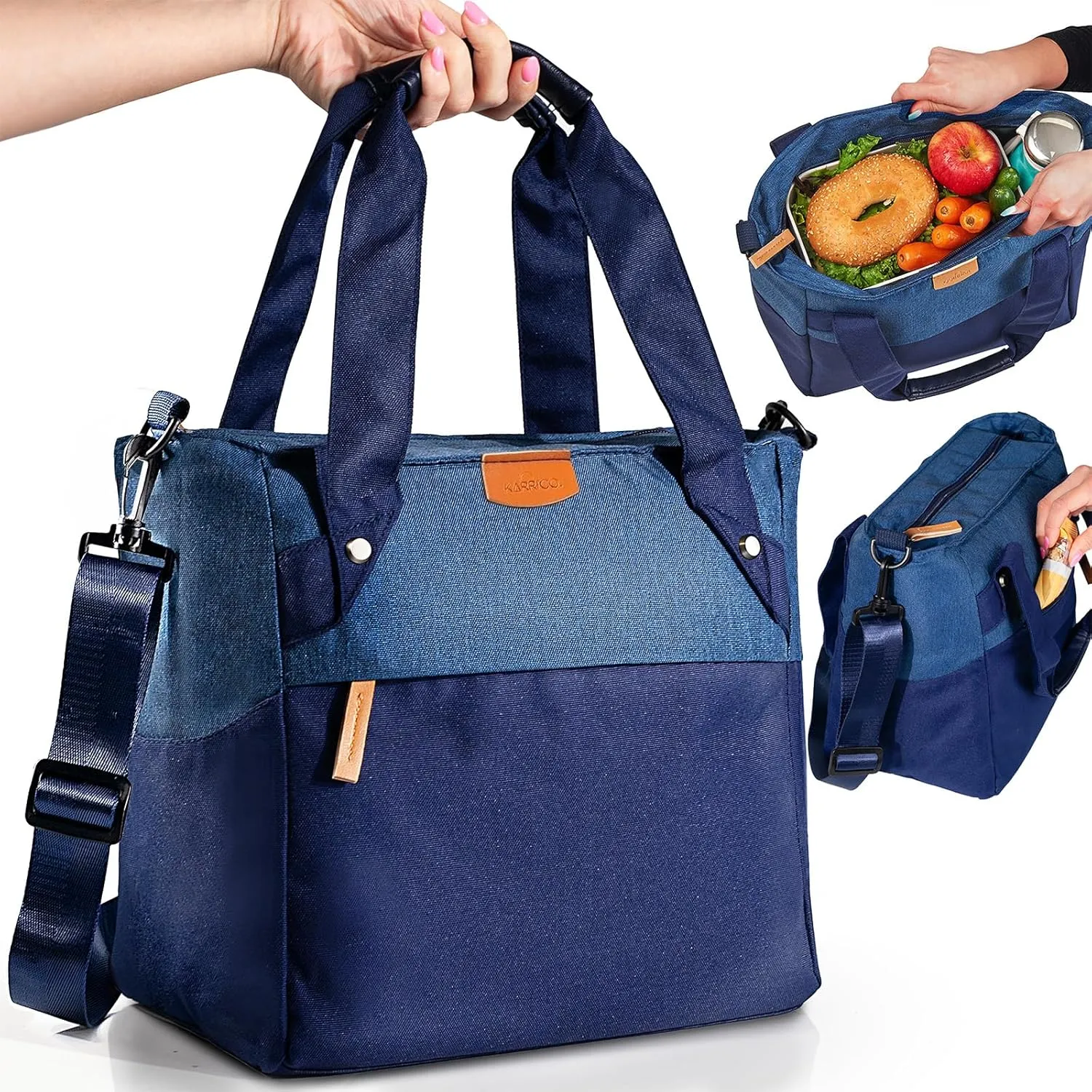 Insulated Lunch Bag for Women XL 348 fl oz – Blue, Leakproof & Odor Resistant Lunch Tote with 4-Layer Insulation for Christmas Travel, Holiday Meals & Gifting