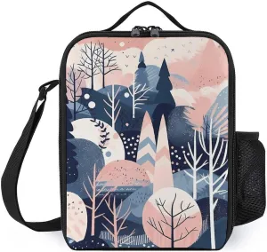 Insulated Lunch Bag Lunch Box for Women Men Hand Drawn Forest Lunch Tote Bags for Work Office