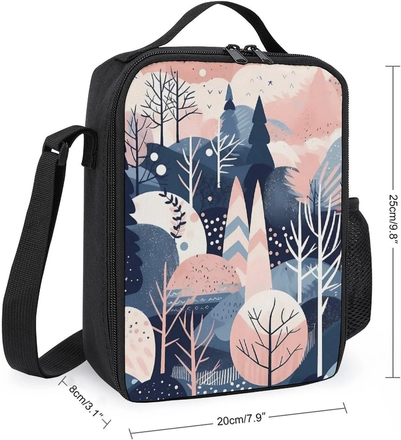 Insulated Lunch Bag Lunch Box for Women Men Hand Drawn Forest Lunch Tote Bags for Work Office