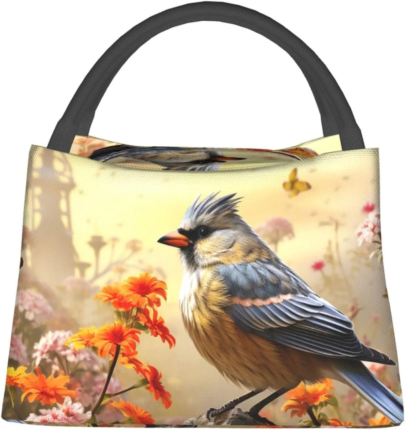 Insulated Lunch bag Lunch Box for Women Men Sparrow Birds Sing Lunch Bag Lunch Tote Bags for Work Office