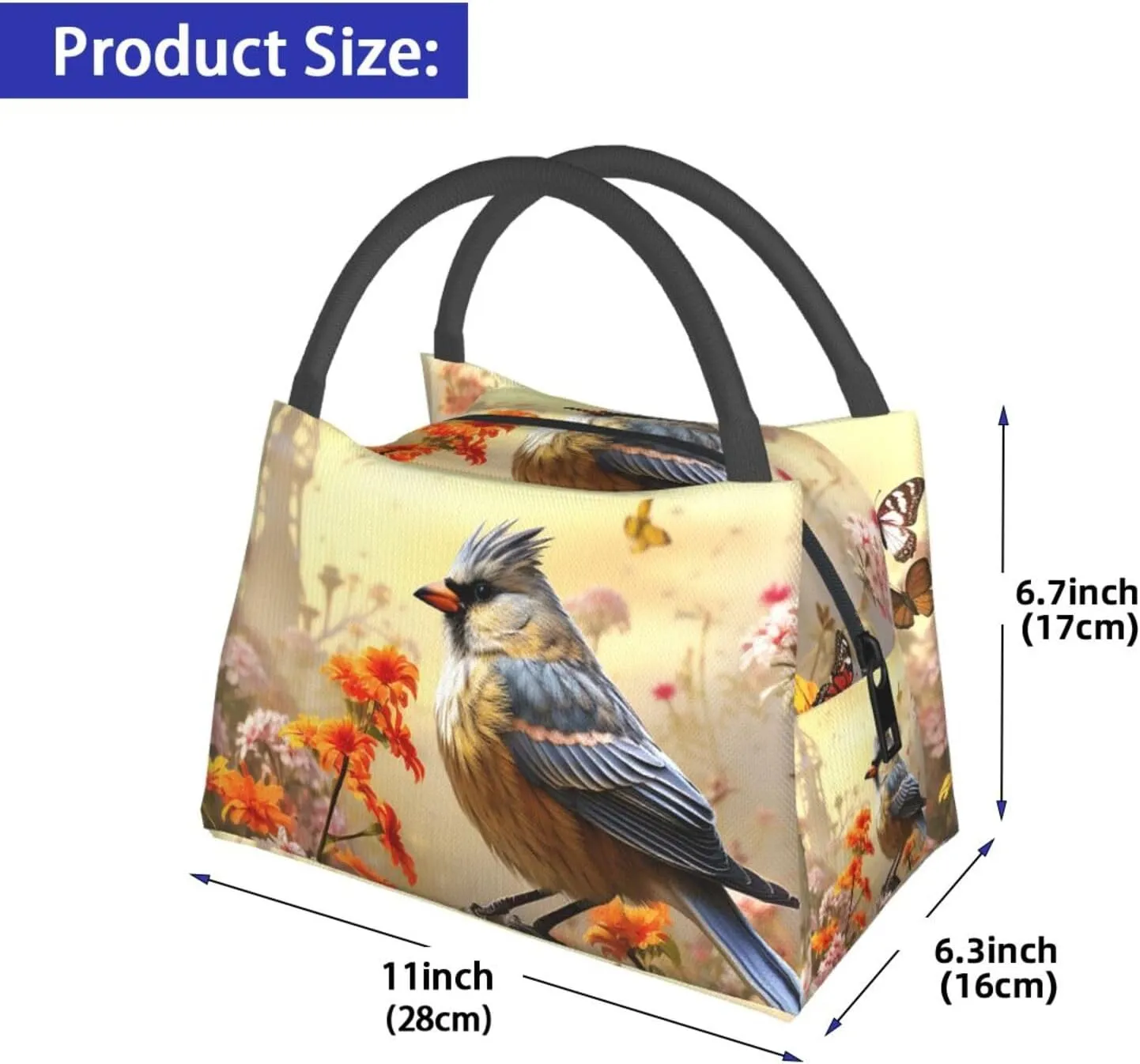 Insulated Lunch bag Lunch Box for Women Men Sparrow Birds Sing Lunch Bag Lunch Tote Bags for Work Office