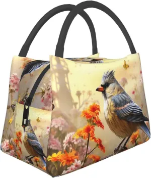 Insulated Lunch bag Lunch Box for Women Men Sparrow Birds Sing Lunch Bag Lunch Tote Bags for Work Office