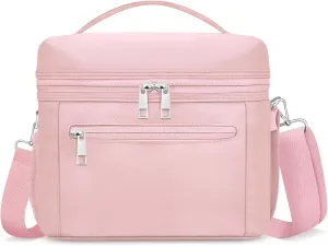 Insulated Lunch Bags for Women Men,Reusable Lunch Box Adult Leak-proof Cooler Bag Lightweight Nylon Waterproof LunchBag for Work Travel Picnic (Pink)