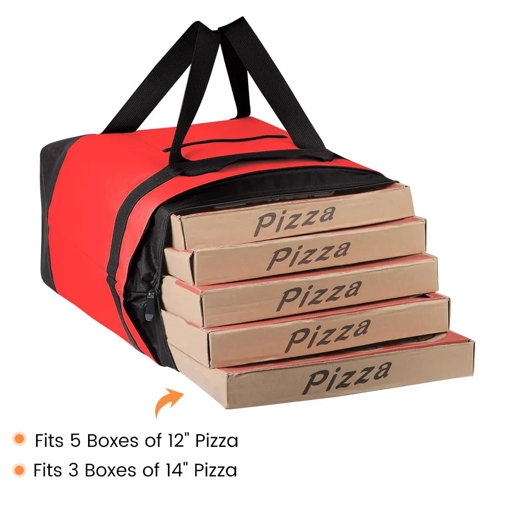 Insulated Reusable Tote Bag for Grocery Shopping for Women, Pizza/Food Delivery Bag to Keep Food Cold/Hot for Uber Eats/Doordash/Grubub, Cooler bags for Travel/Beach/Picnic, Red