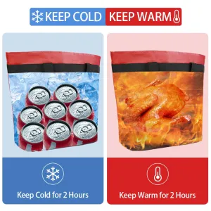 Insulated Reusable Tote Bag for Grocery Shopping for Women, Pizza/Food Delivery Bag to Keep Food Cold/Hot for Uber Eats/Doordash/Grubub, Cooler bags for Travel/Beach/Picnic, Red