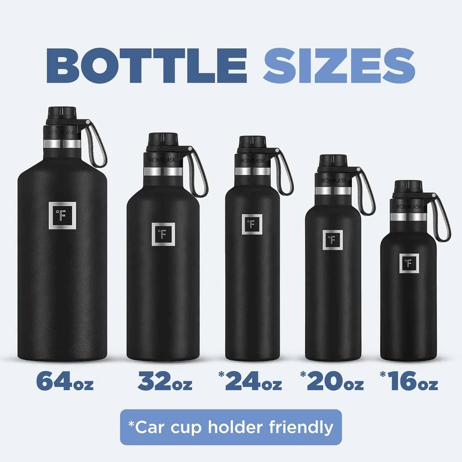 IRON °FLASK Camping & Hiking Hydration Canteens - 3 Lids (Narrow Spout Lid) Leak Proof Vacuum Insulated Stainless Steel - Hot & Cold Double Walled Sports Water Bottle - Twilight Blue, 24 Oz
