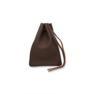 Jackson Small Brown Leather Drawstring Utility Pouch