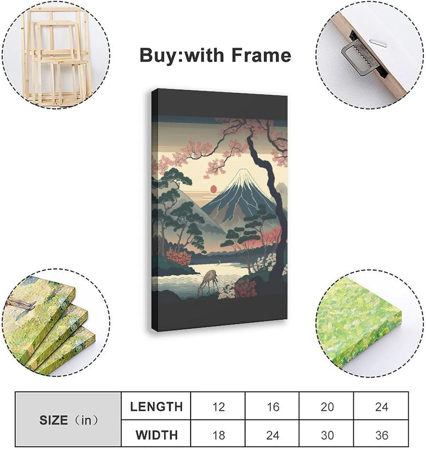 Japanese Murals - Landscape Prints - Modern Japanese Art - Japanese Scenic Spots 7 Canvas Poster Bedroom Decor Landscape Office Room Decor Gift Frame: Frame:16x24inch(40x60cm)