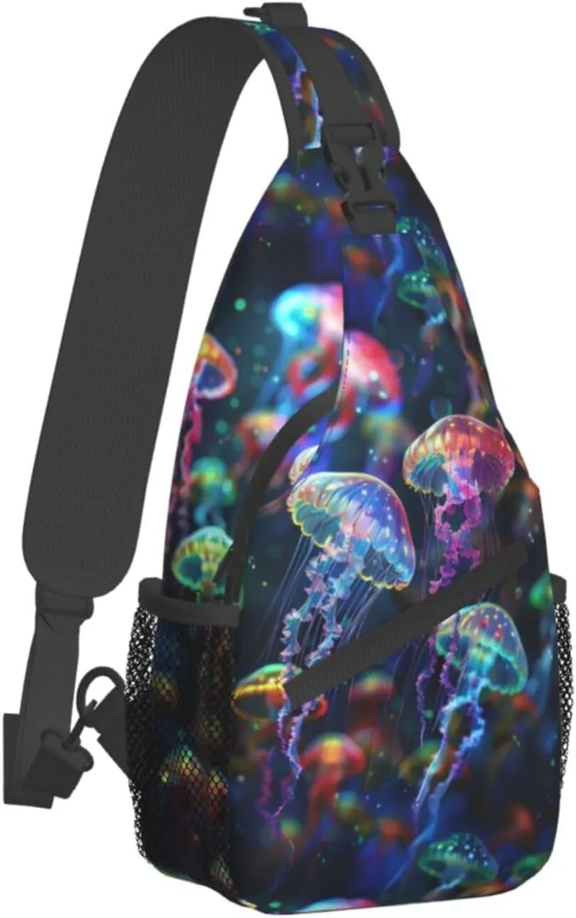 Jellyfish Sling Backpack Chest Bag Crossbody Shoulder Bag Gym Cycling Travel Hiking Daypack For Men Women