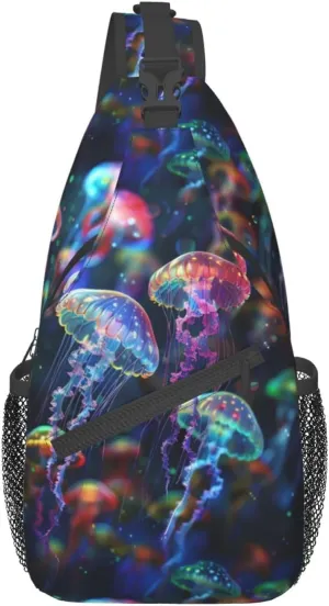 Jellyfish Sling Backpack Chest Bag Crossbody Shoulder Bag Gym Cycling Travel Hiking Daypack For Men Women