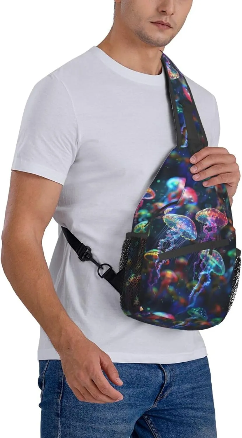 Jellyfish Sling Backpack Chest Bag Crossbody Shoulder Bag Gym Cycling Travel Hiking Daypack For Men Women