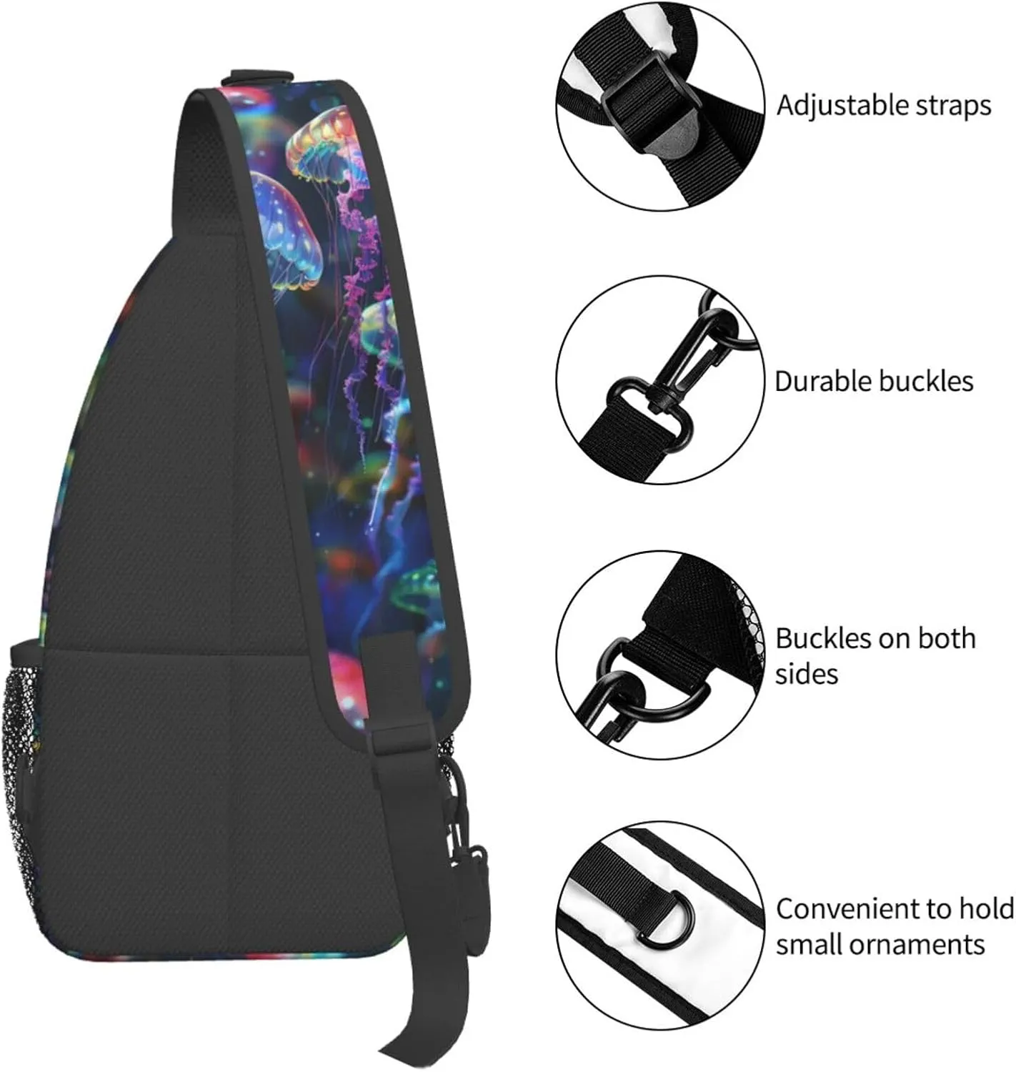 Jellyfish Sling Backpack Chest Bag Crossbody Shoulder Bag Gym Cycling Travel Hiking Daypack For Men Women