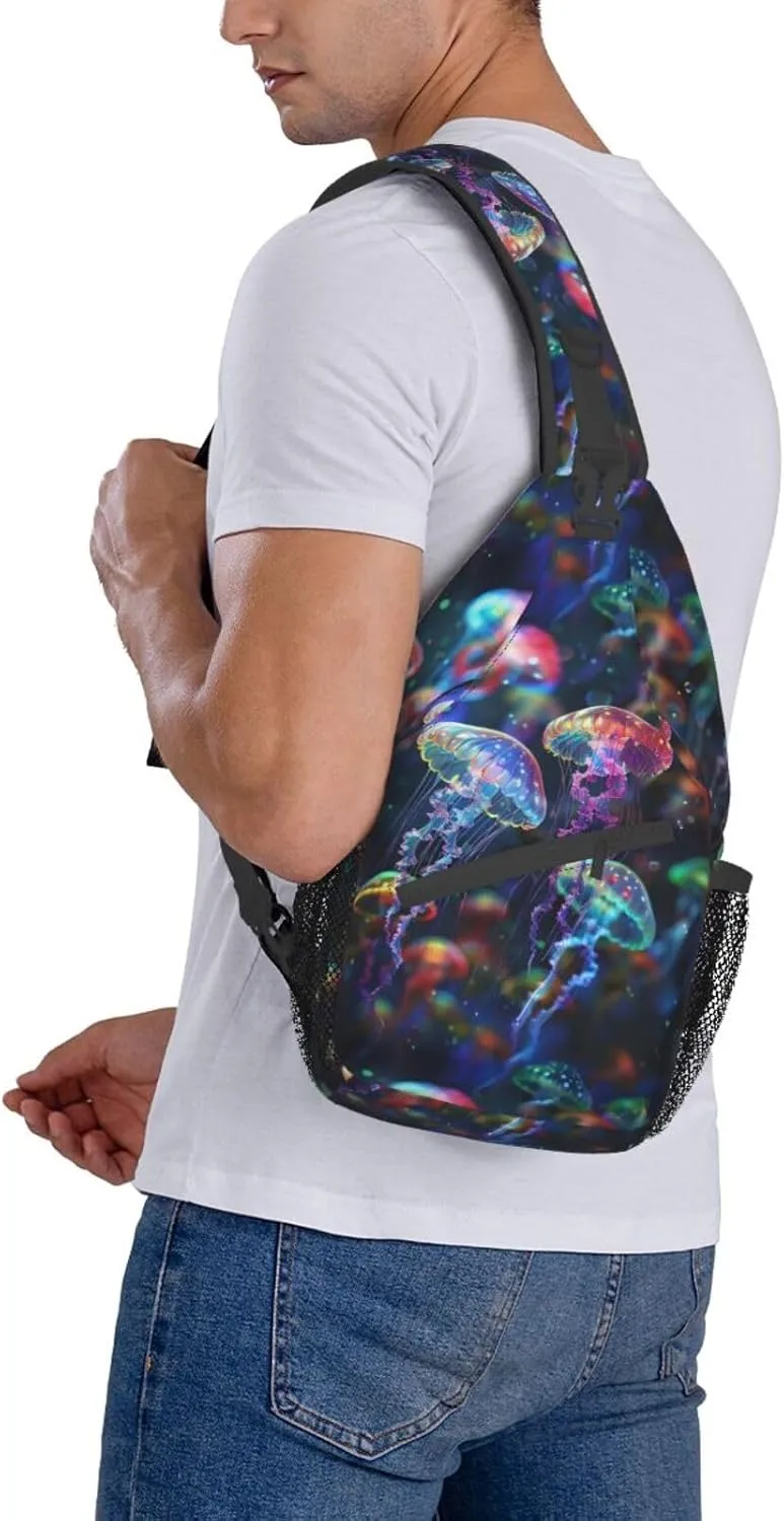 Jellyfish Sling Backpack Chest Bag Crossbody Shoulder Bag Gym Cycling Travel Hiking Daypack For Men Women