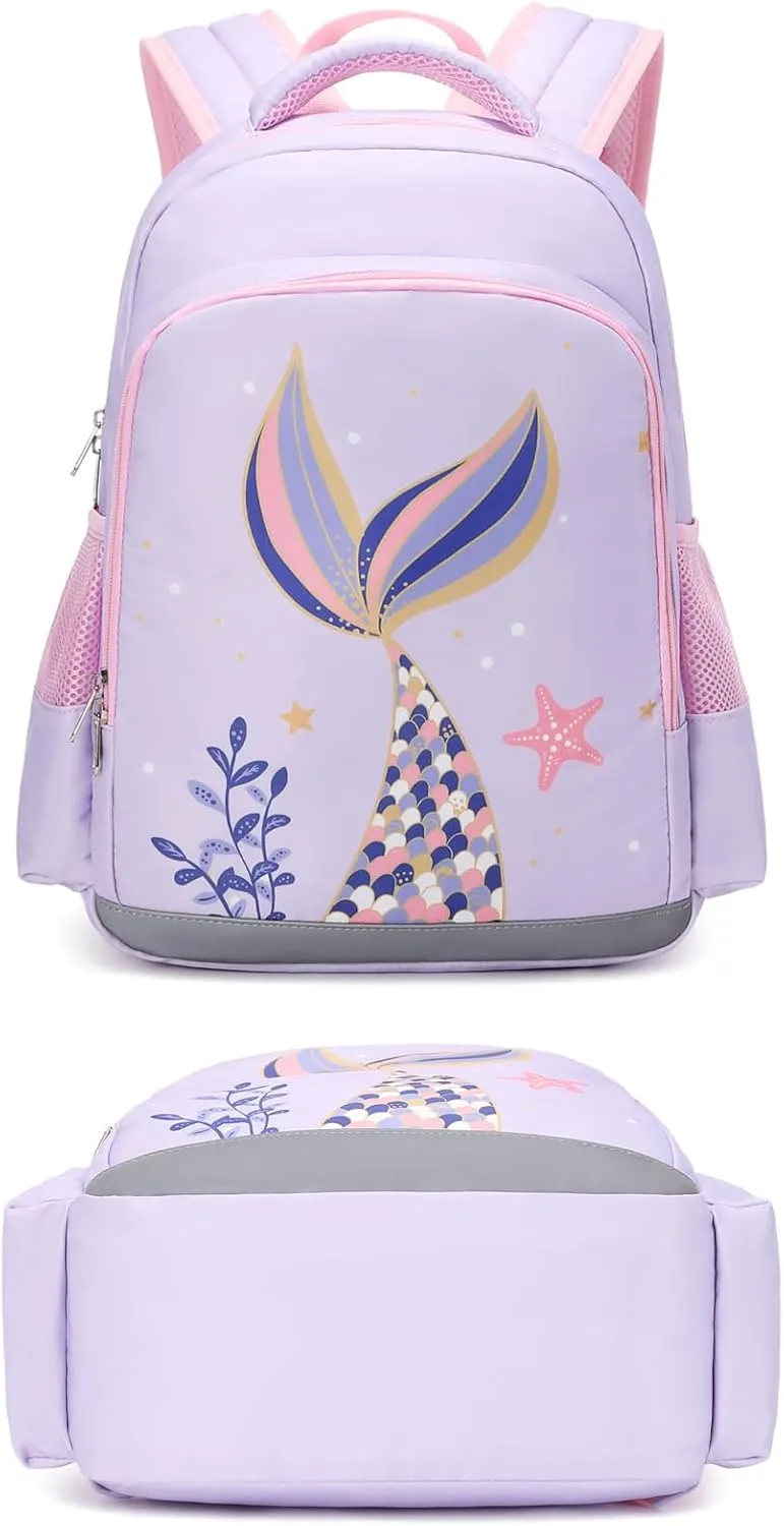 JIANYA Kids Backpack for School Girls Preschool Kindergarten Backpack with Lunch Box & Chest Strap, 15" Tall