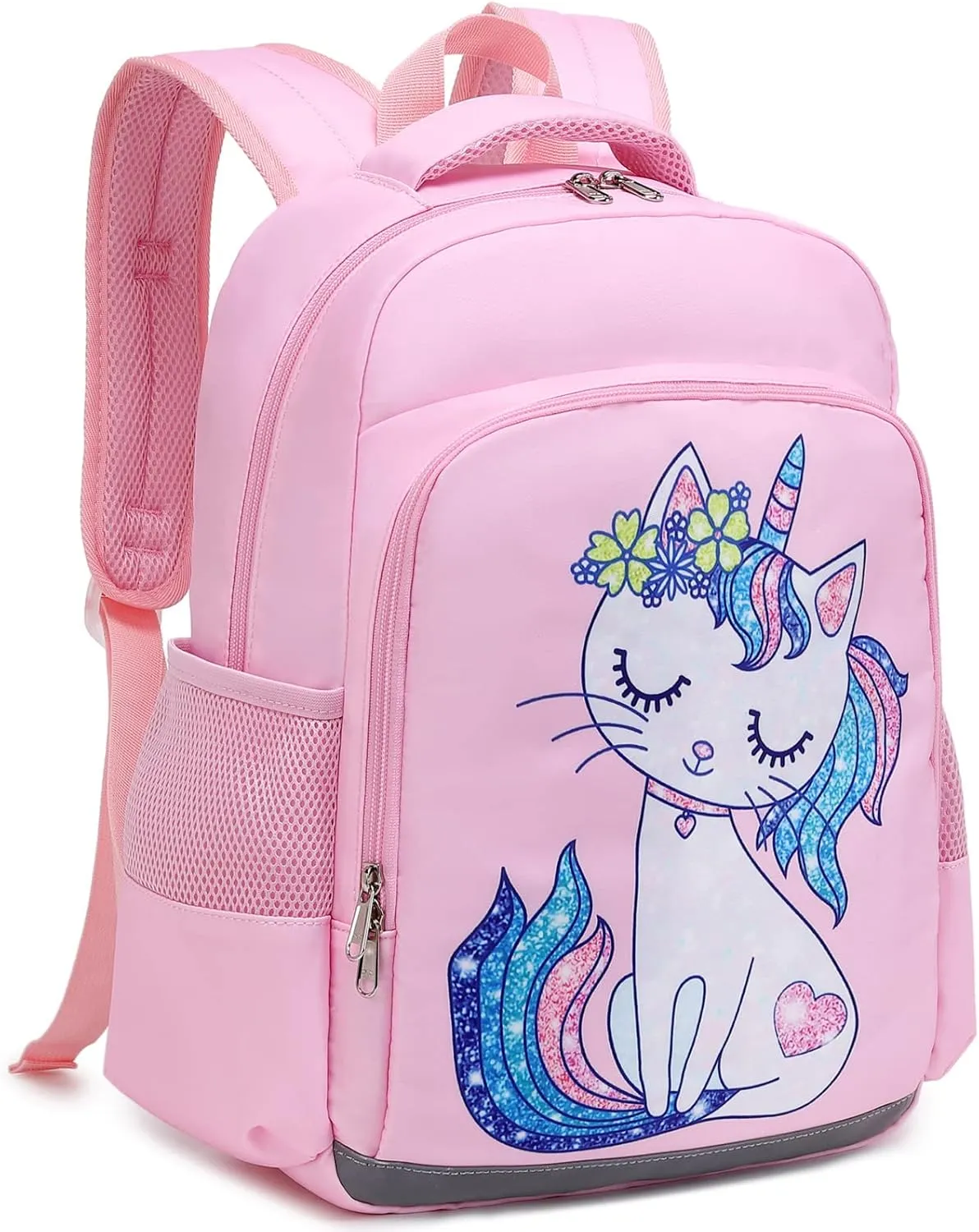 JIANYA Kids Backpack for School Girls Preschool Kindergarten Backpack with Lunch Box & Chest Strap, 15" Tall