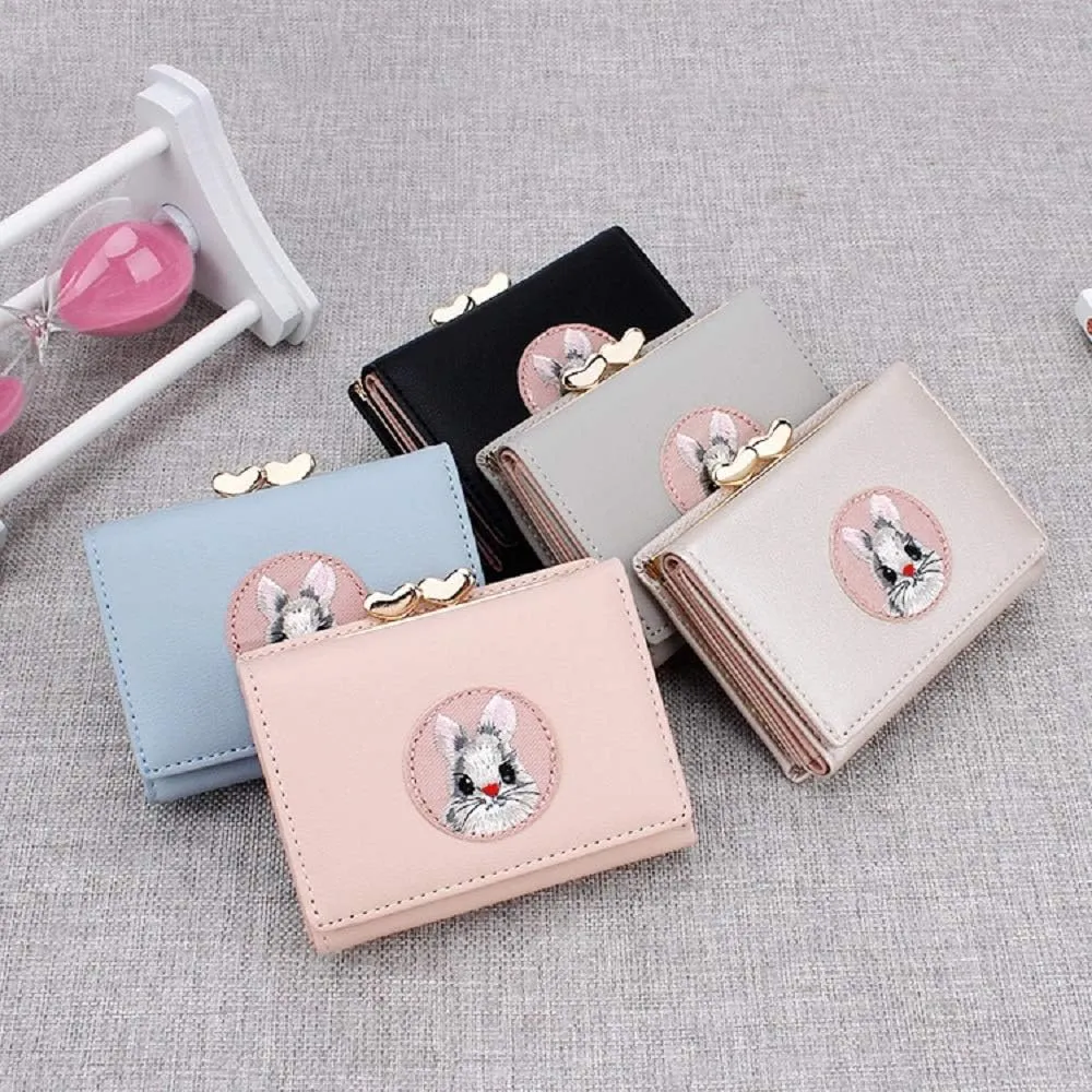 JIUFENG Women's RFID Blocking Short Wallet Multi Purpose Purses Animal Embroidered Billfold Credit Card Holder Coin Pouches