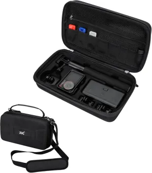 JJC Carrying Case Bag for DJI Osmo Action 5 Pro/Action 4/Action 3 Adventure Combo Travel Accessories, Hard Shell EVA Material, with Padded Neck Strap & 3 MicroSD Card Case, Anti-Shock, Water-Resistant