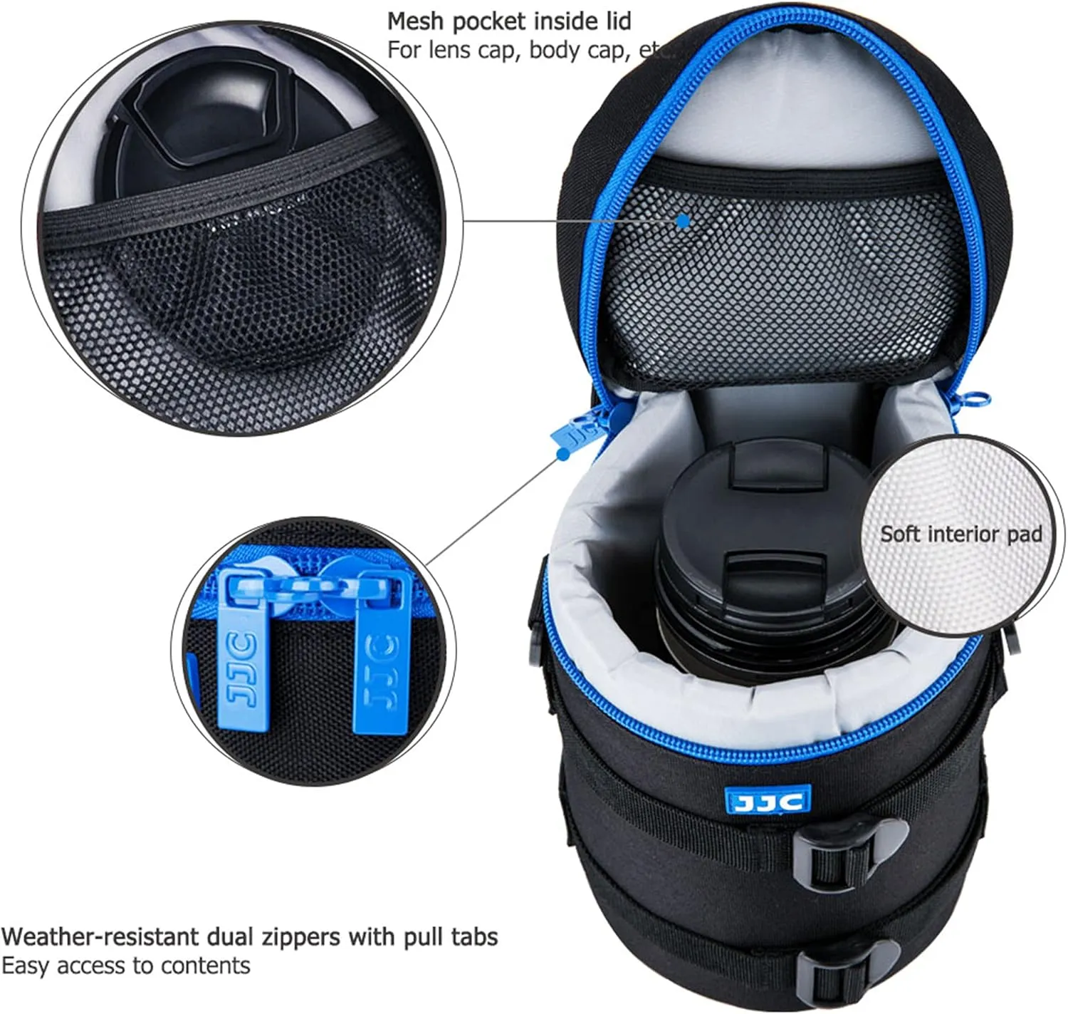 JJC Deluxe Lens Pouch Carrying Case Bag for Canon EF 70-200mm f4L IS II USM/f/4L USM, EF 28-300mm f3.5-5.6 L IS, EF 70-300mm f4-5.6L IS USM, for Nikon AF-S 70-200mm f4G ED VR & lenses below 4.3"x7.4"