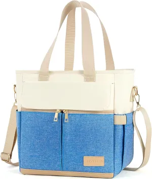 JOYHILL Lunch Bag for Women, Lunch Tote Leakproof Insulated Lunch Box with Shoulder Strap, Adult Reusable Lunch Cooler Tote Bags for Work Picnic Camping Beach (I-LIGHT BLUE)