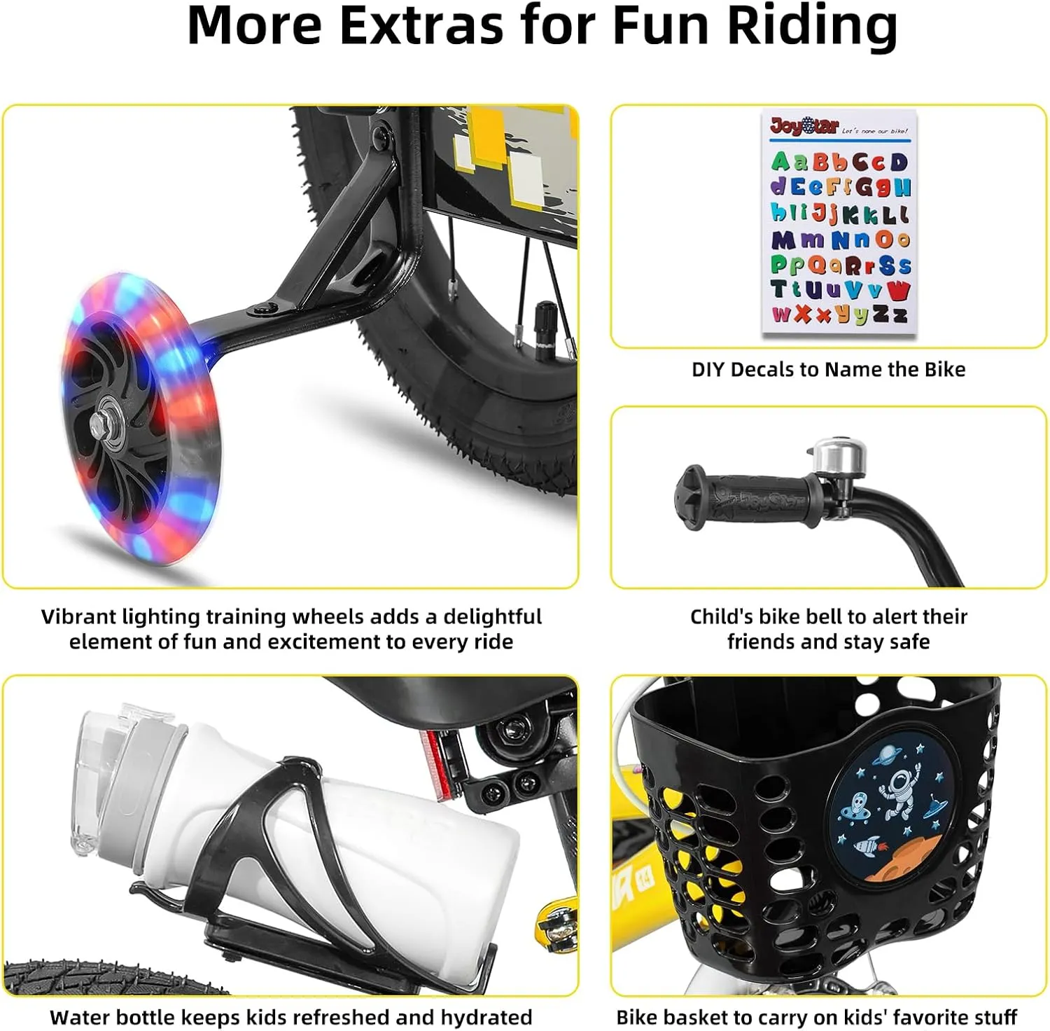 JOYSTAR Pluto 12 14 16 18 20 Inch Kids Bike with Light Up Training Wheels, Kids' Bicycle for Boys Girls Age 3-12 Years, Children Bikes, Multiple Colors