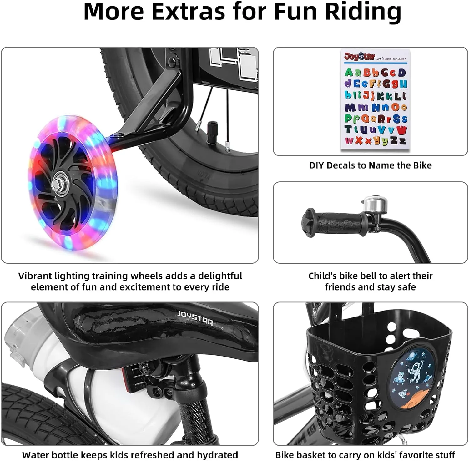 JOYSTAR Pluto 12 14 16 18 20 Inch Kids Bike with Light Up Training Wheels, Kids' Bicycle for Boys Girls Age 3-12 Years, Children Bikes, Multiple Colors
