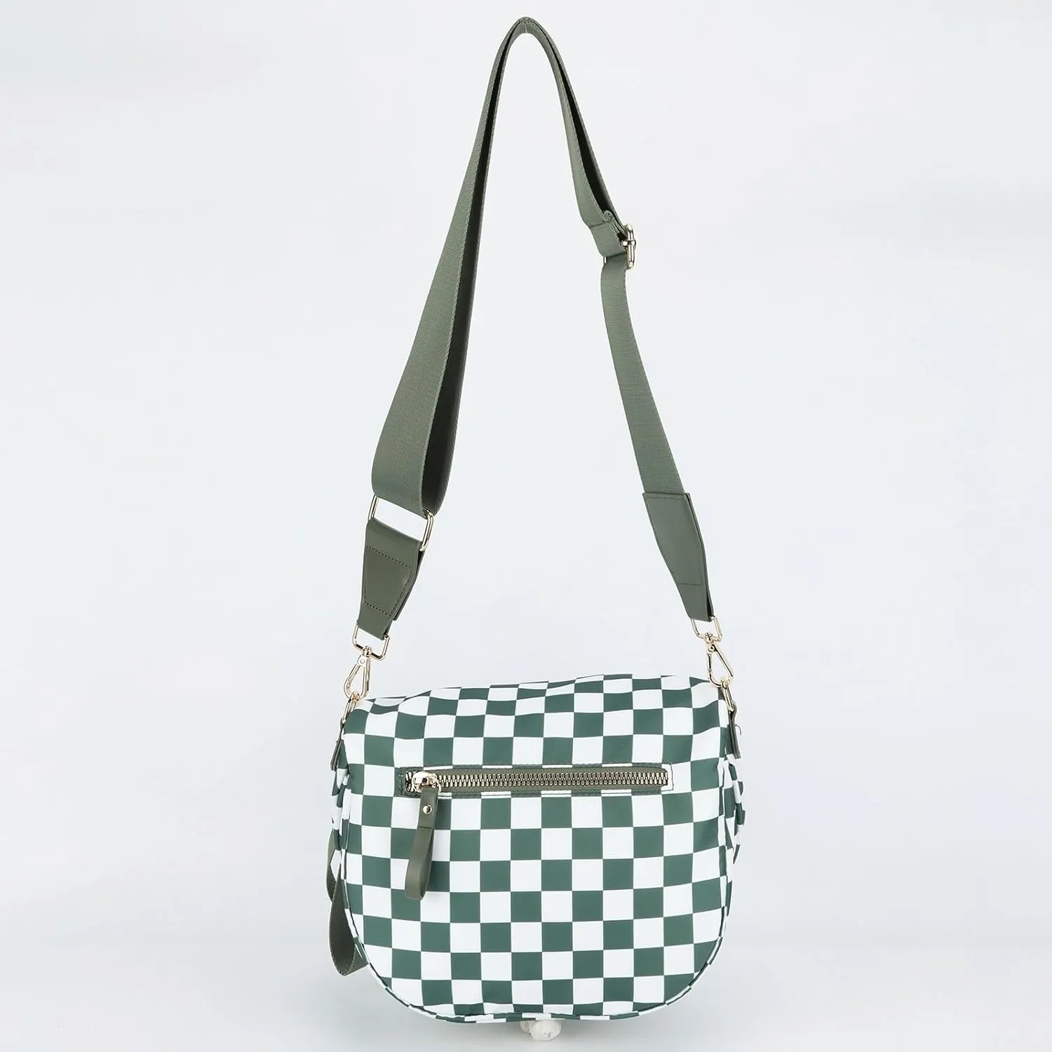 JQWSVE Checkered Crossbody Bag Bum Bag for Women Checkered Purse Plus Size Crossbody Bags Black and White Purse Out Going Bag