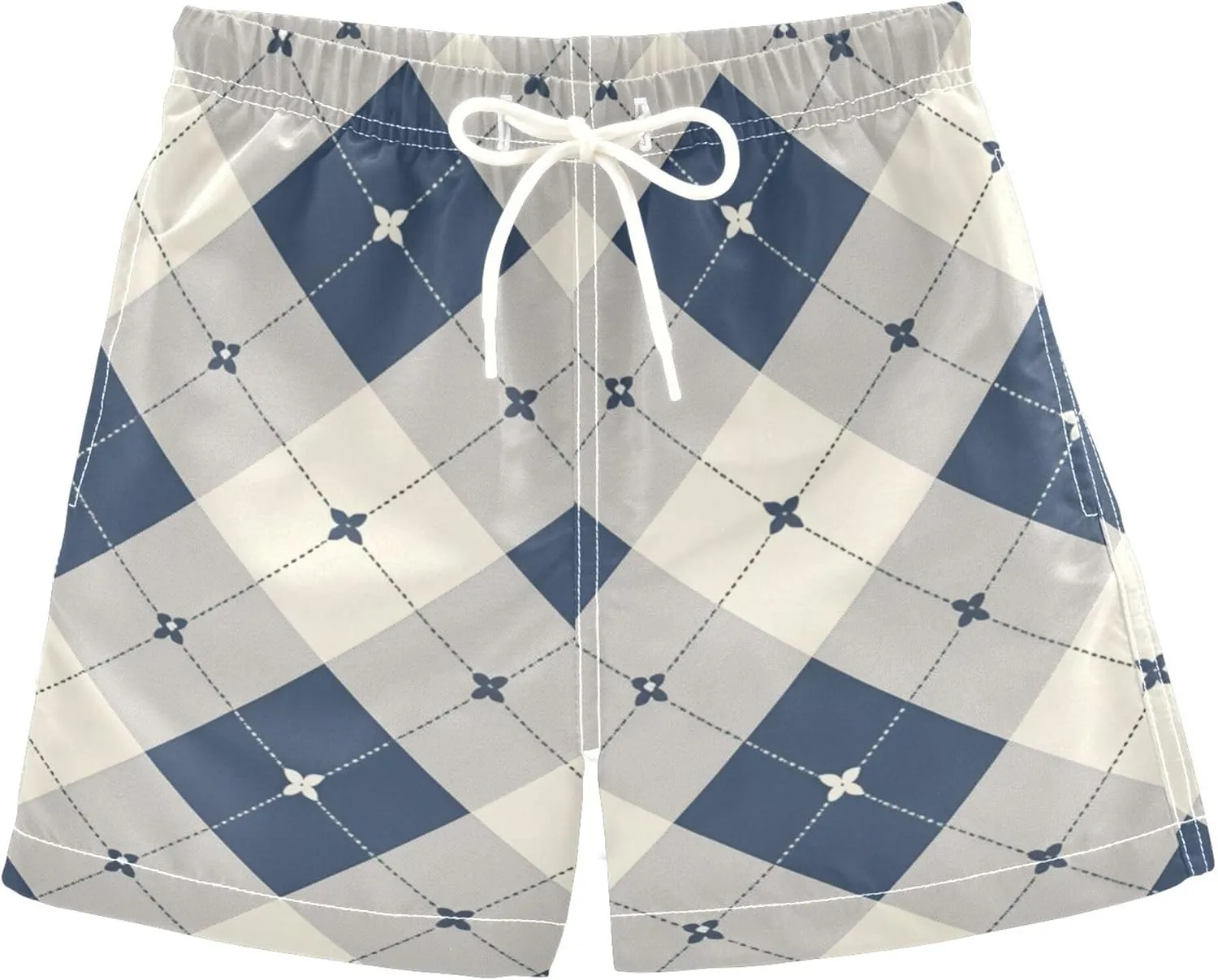 JUNZAN Abstract Geometric Graphic Stars Gray Boys Swim Shorts Elastic Kids Swimsuits Quick Dry Father Son Matching 2T