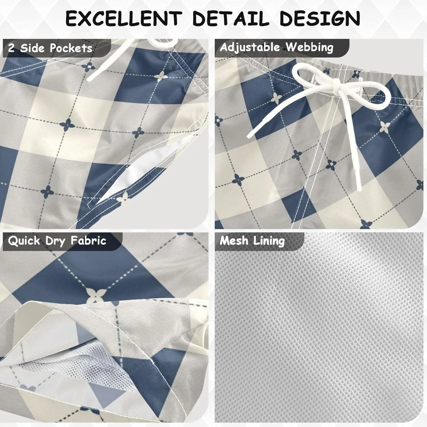 JUNZAN Abstract Geometric Graphic Stars Gray Boys Swim Shorts Elastic Kids Swimsuits Quick Dry Father Son Matching 2T