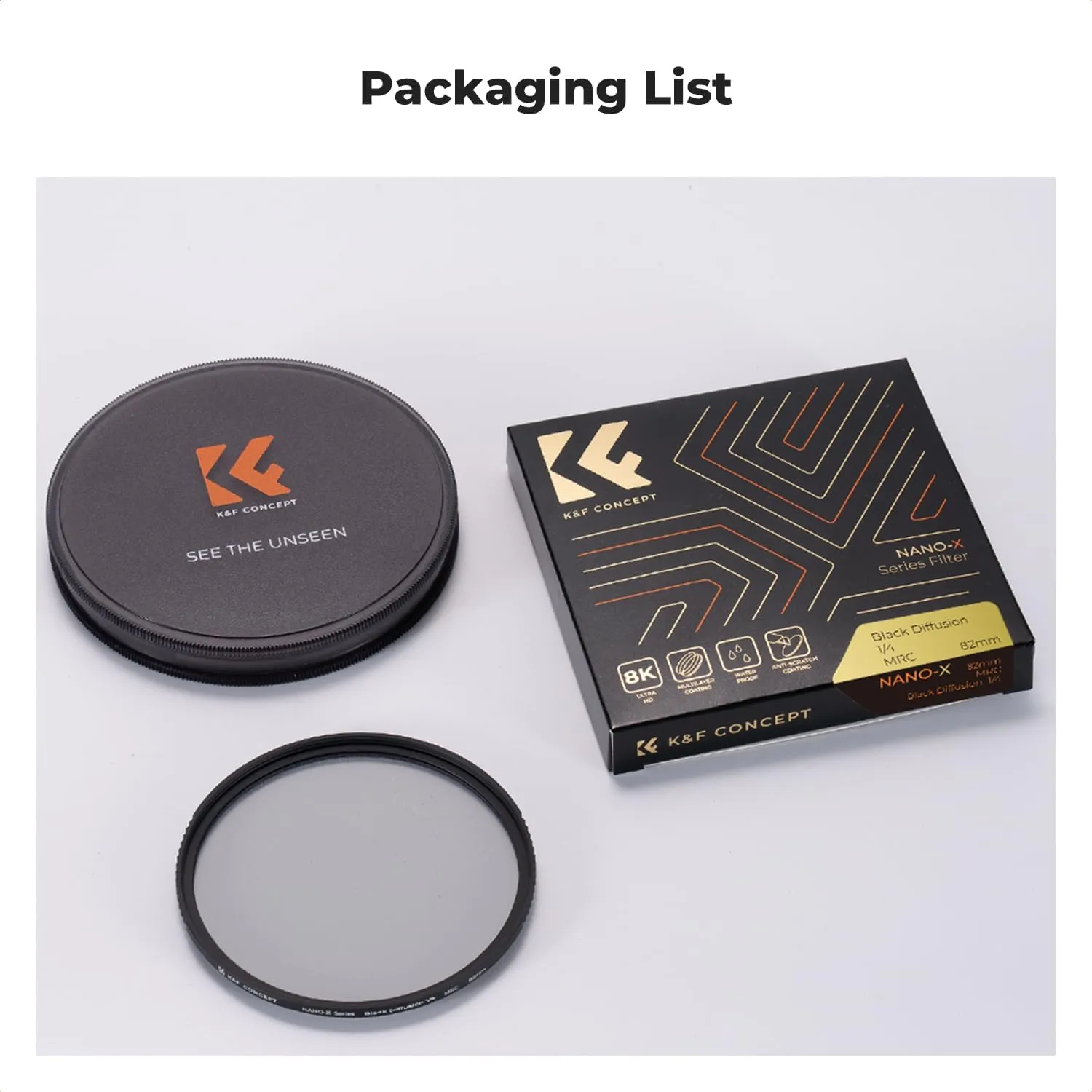 K&F Concept 43mm Black Diffusion 1/4 Filter Mist Cinematic Effect Filter with 28 Multi-Layer Coatings Waterproof/Scratch Resistant for Video/Vlog/Portrait Photography