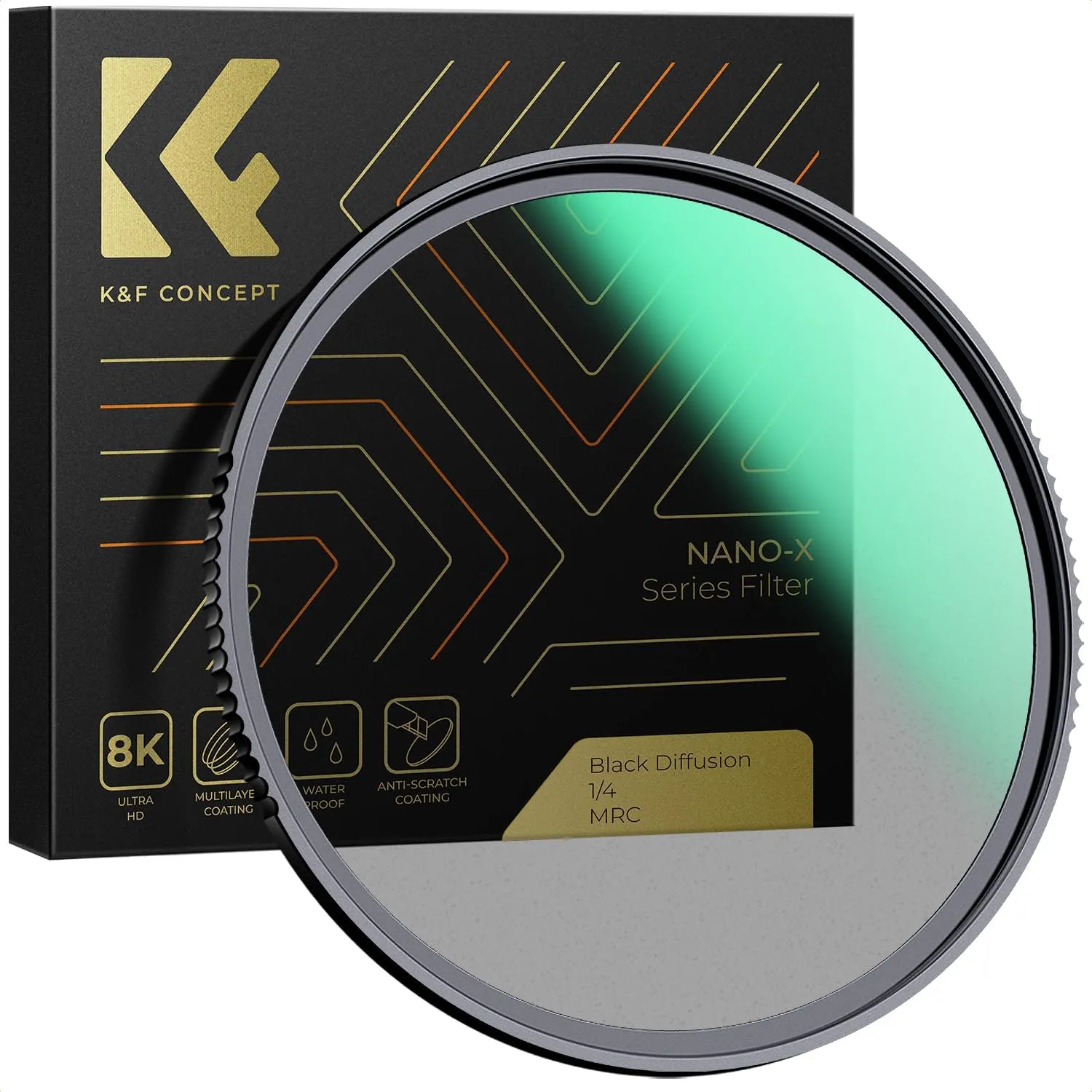 K&F Concept 43mm Black Diffusion 1/4 Filter Mist Cinematic Effect Filter with 28 Multi-Layer Coatings Waterproof/Scratch Resistant for Video/Vlog/Portrait Photography