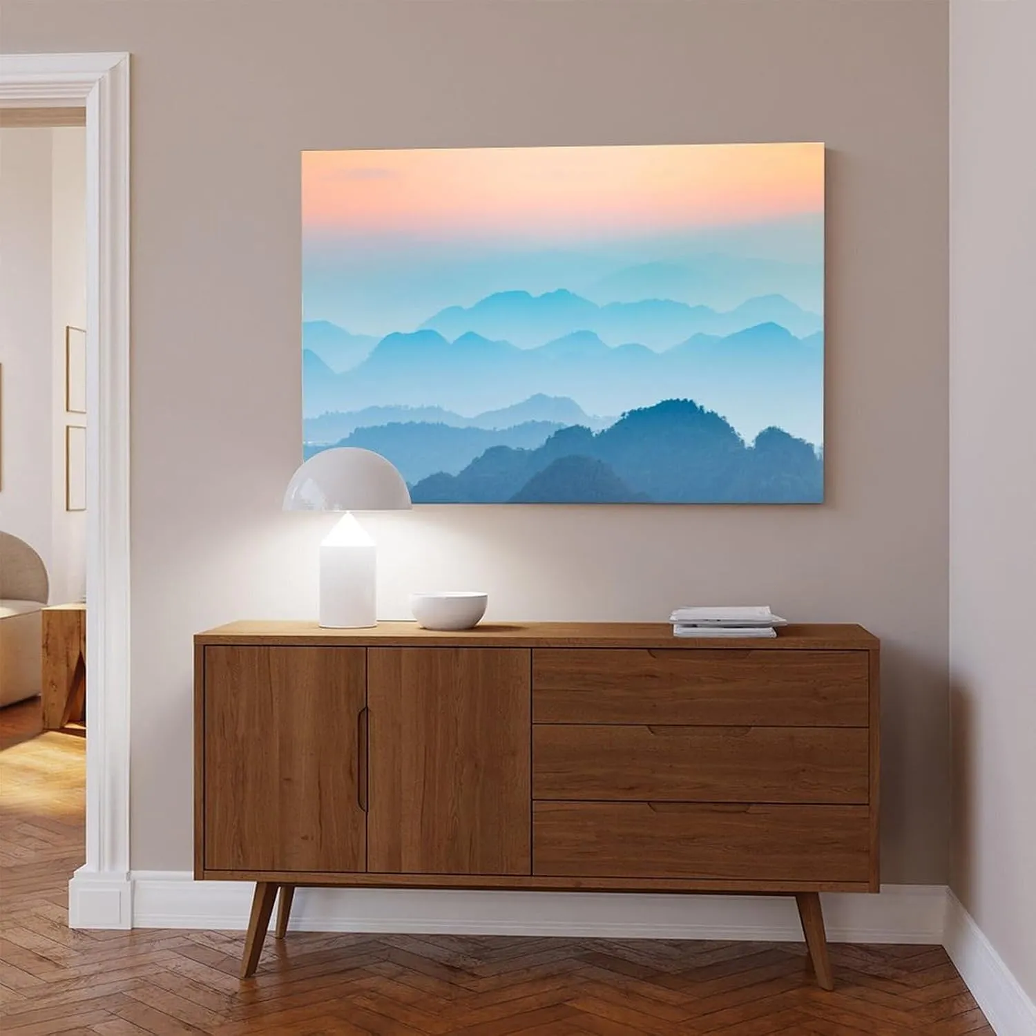 Karst Foggy Landscape Canvas Poster Wall Art Decor Print Picture Paintings for Living Room Bedroom Decoration Frame: Frame:12x18inch(30x45cm)
