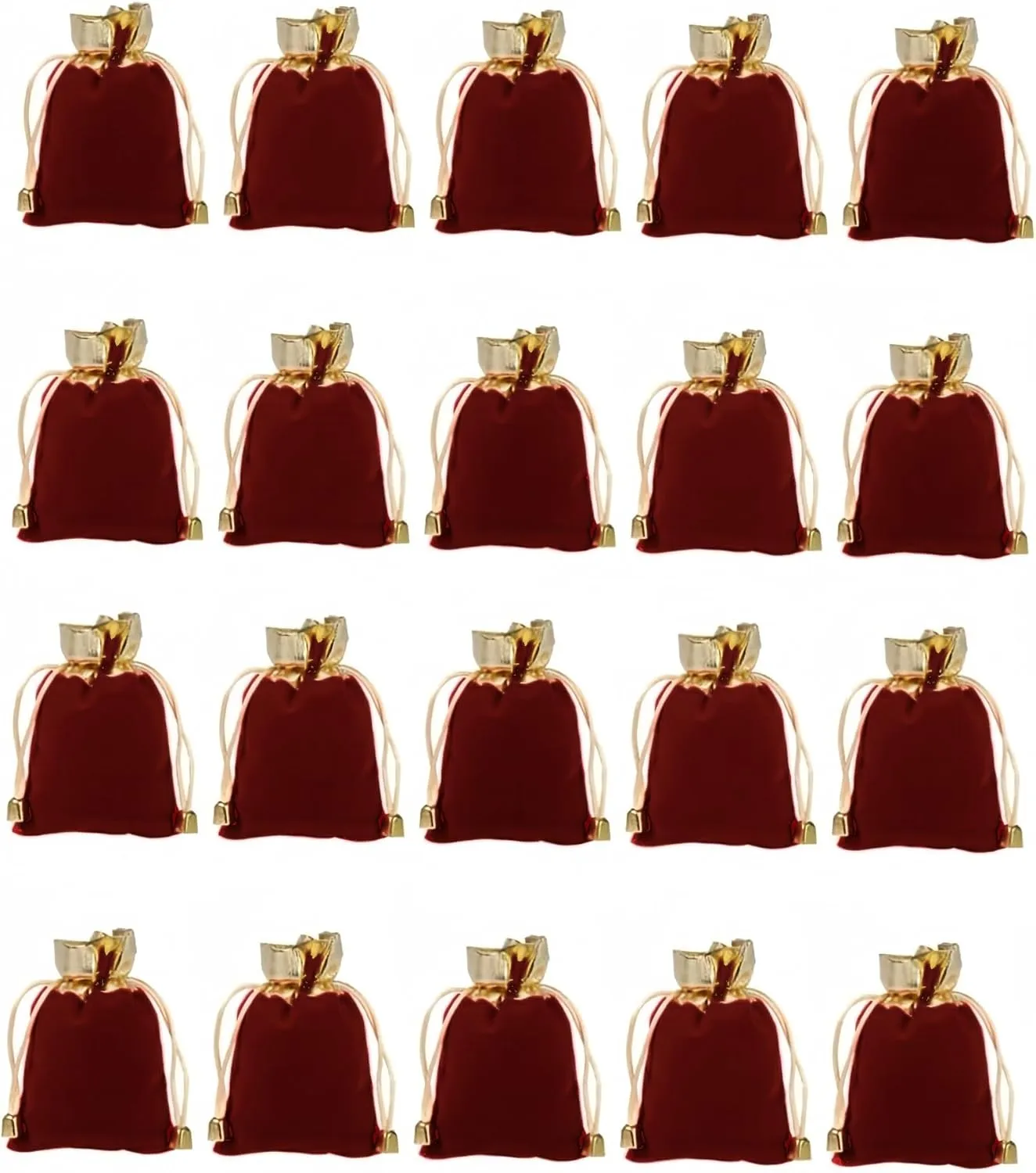 KIPETTO Velvet Drawstring Bags for Mother's Day Decoration 25Pcs Velvet Drawstring Gift Bags Jewelry Pouches for Candy Baby Shower Wedding Favors, 4.7"x 6.3", Wine Red