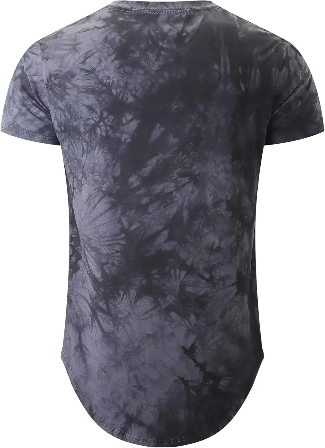 KLIEGOU Mens Hipster Hip Hop Ripped Round Hemline Pattern Print T Shirt