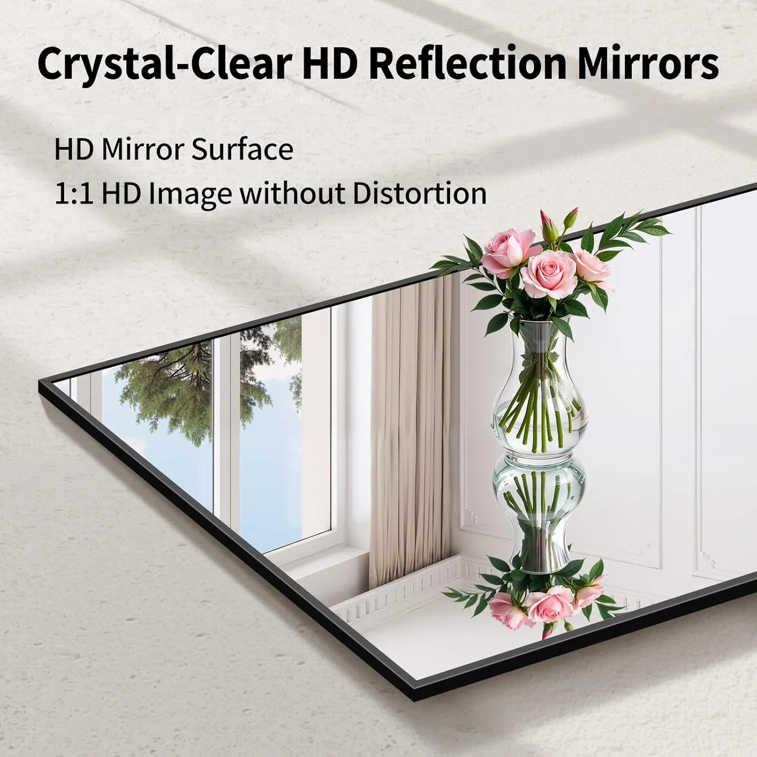 Koonmi Black 65"x24" Floor Mirror, Full Body Mirror with Stand, Full Length Mirror Wall Mirror Hanging or Leaning for Bedroom, Dressing Room, Living Room