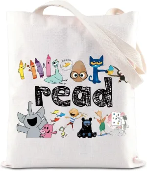KUIYAI Read Book Tote Bag Teacher Appreciation Canvas Bag Best Teacher EverGift Book Character Gift Teacher Life Gift