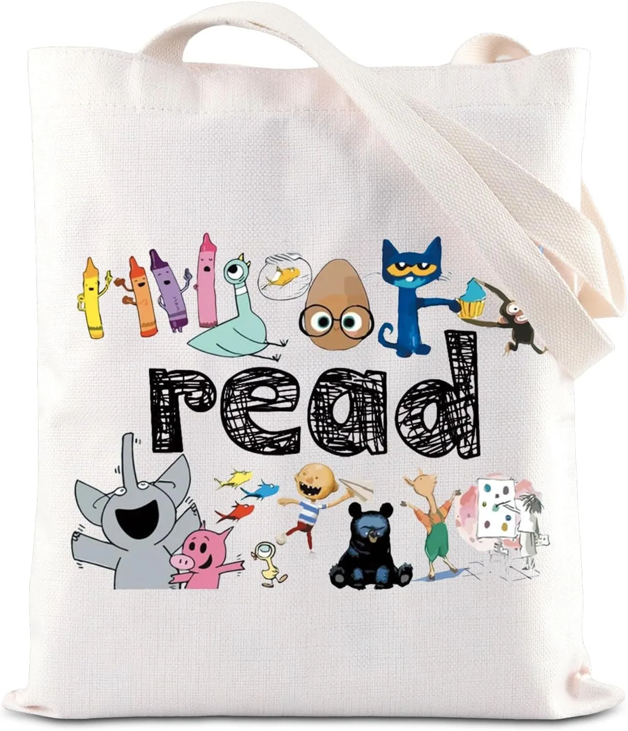 KUIYAI Read Book Tote Bag Teacher Appreciation Canvas Bag Best Teacher EverGift Book Character Gift Teacher Life Gift