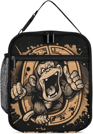Kung Fu Apes Chimpanzee Monkey Portable Lunch Box Bag Tote Reusable Leakproof Insulated Lunchbox for Work Beach Picnic