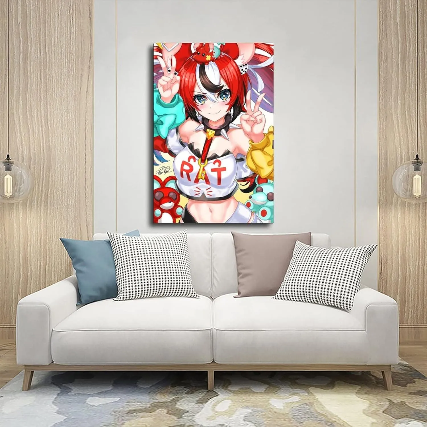 KyMyan Hololive Hakos Baelz Anime Girl HD6 Canvas Poster Wall Art Decor Print Picture Paintings for Living Room Bedroom Decoration Frame: Frame:24x36inch(60x90cm)