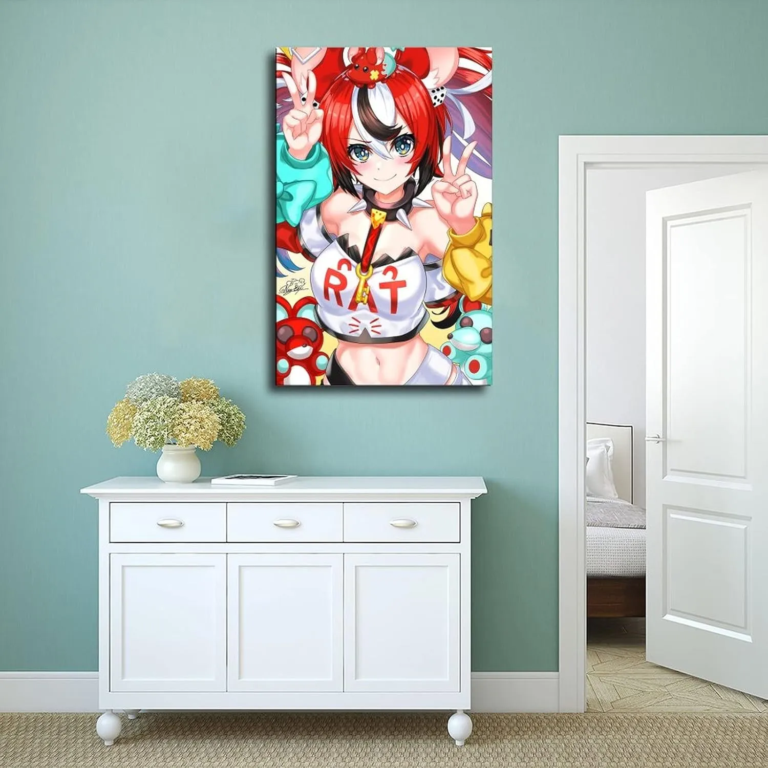 KyMyan Hololive Hakos Baelz Anime Girl HD6 Canvas Poster Wall Art Decor Print Picture Paintings for Living Room Bedroom Decoration Frame: Frame:24x36inch(60x90cm)