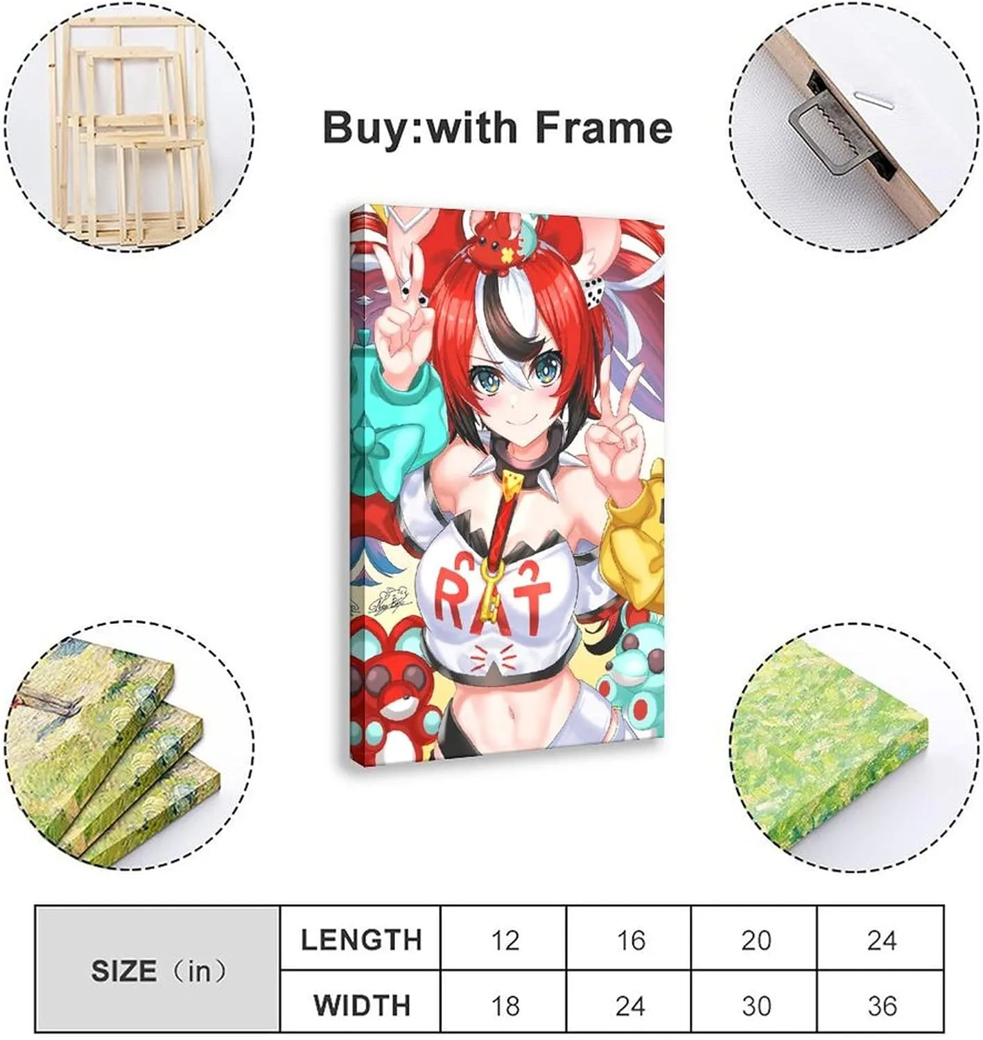 KyMyan Hololive Hakos Baelz Anime Girl HD6 Canvas Poster Wall Art Decor Print Picture Paintings for Living Room Bedroom Decoration Frame: Frame:24x36inch(60x90cm)