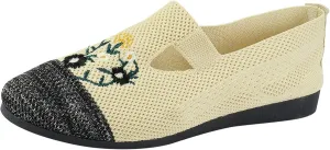 Ladies Fashion Breathable Mesh Knitted Flower Embroidery Flat Bottom Casual Womens Fashion Casual Shoes Wedge Sneaker