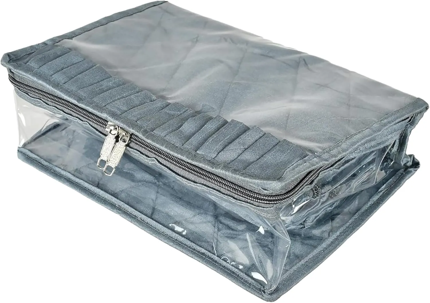 Laminated PVC Travel Jewelry Organiser, Jewelry Storage Bags for Necklace, Earrings, Rings, Bracelet With 13 Transparent Pouches (Grey)-HS_38_KUBMART21371