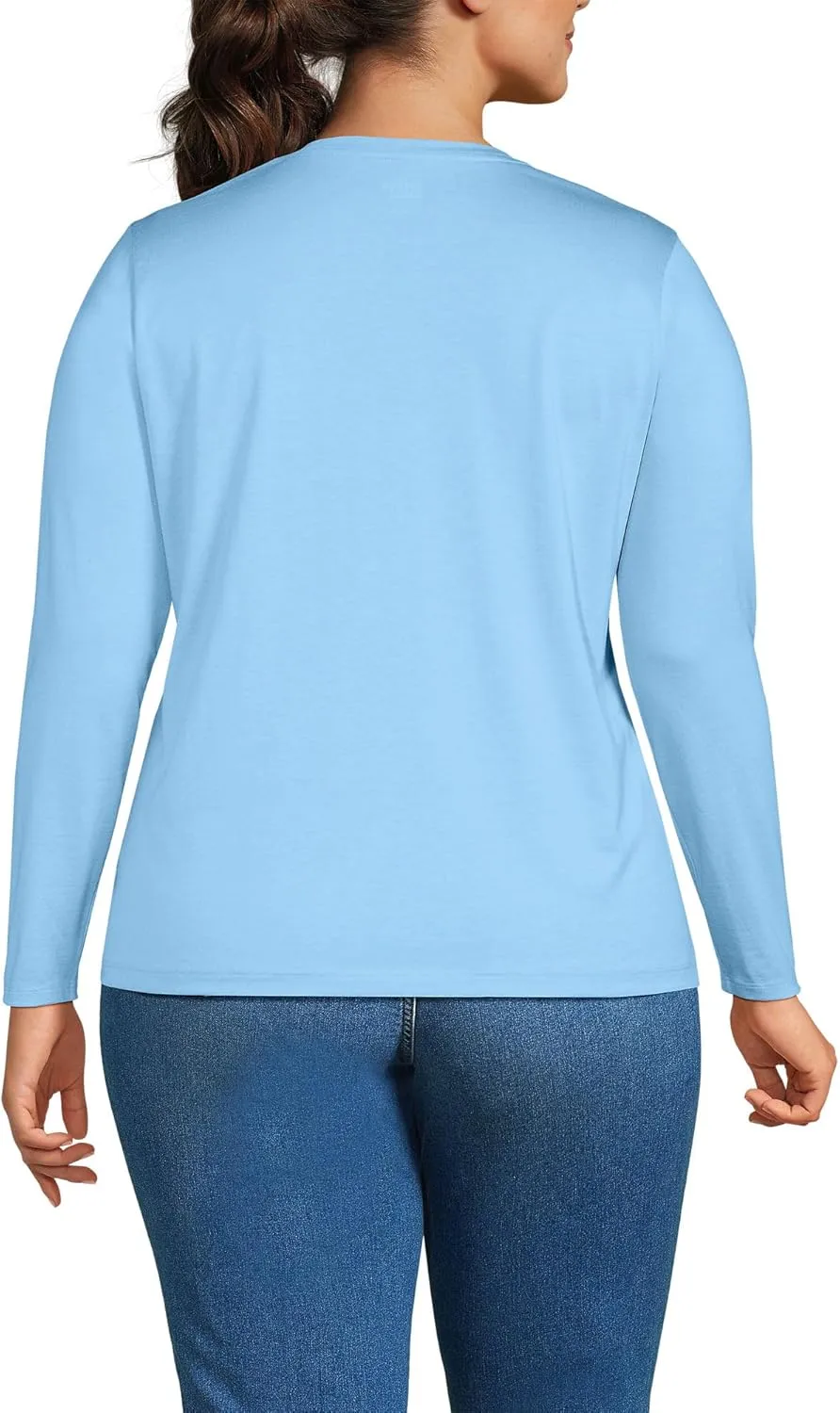 Lands' End Women's Relaxed American-Grown Supima Cotton Long Sleeve V-Neck T-Shirt