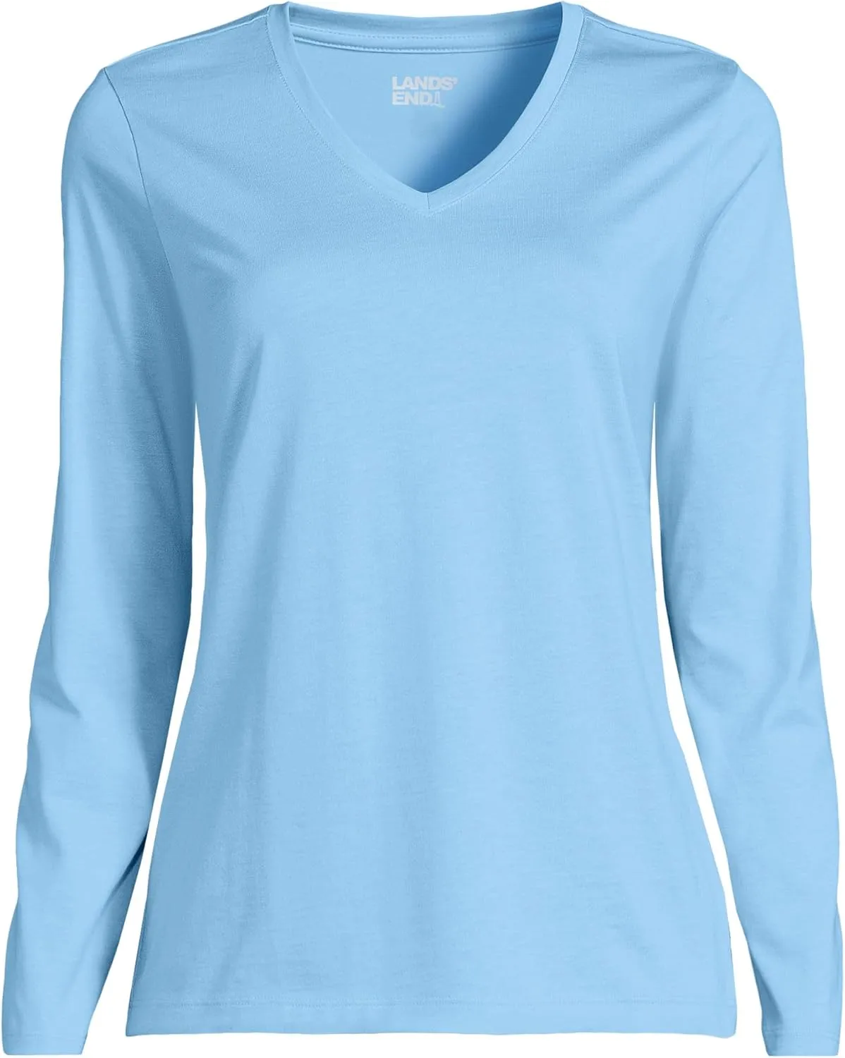 Lands' End Women's Relaxed American-Grown Supima Cotton Long Sleeve V-Neck T-Shirt