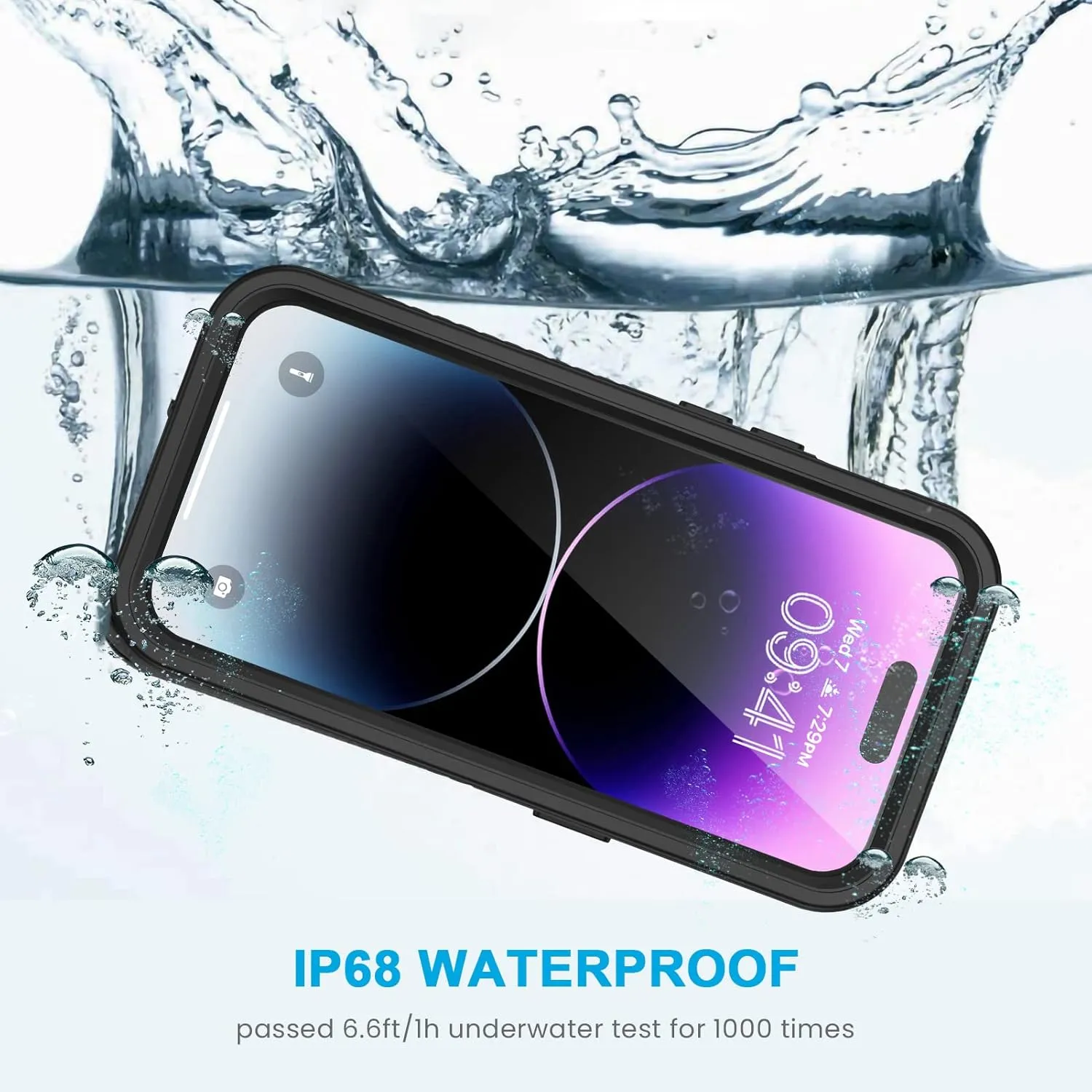 Lanhiem for iPhone 14 Pro Case, IP68 Waterproof Dustproof Case with Built-in Screen Protector, Rugged Full Body Shockproof Phone Case for iPhone 14 Pro, 6.1 inch (Black)