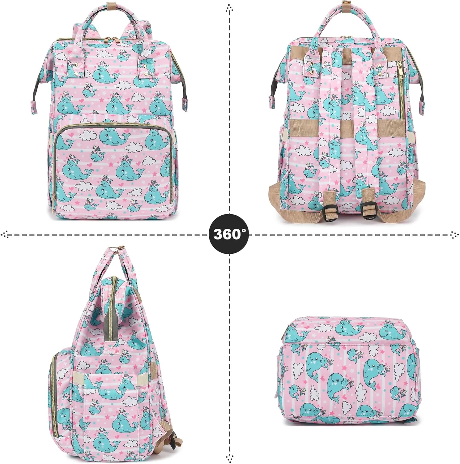 Laptop Backpack for Women Men, 15.6 inch College School Backpack Bookbag for Work/School/Travel/Business (Whale)